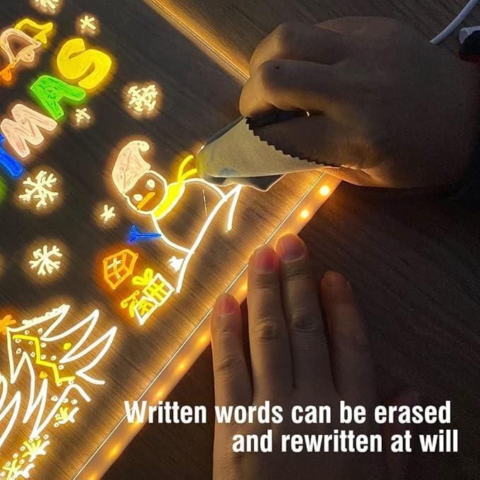 3D LED Glow Board – Transparent Acrylic Writing Pad with Night Light & Erasable Pen