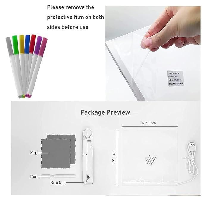 3D LED Glow Board – Transparent Acrylic Writing Pad with Night Light & Erasable Pen