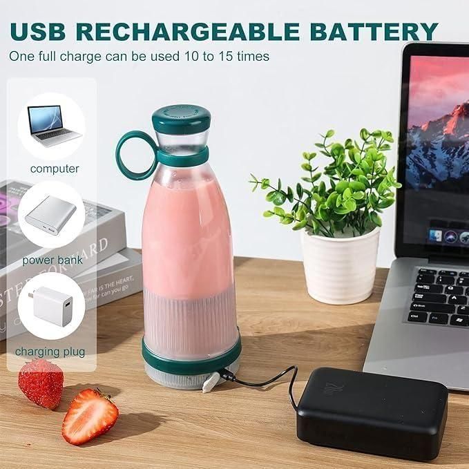Mahadev™ 4-Blade Portable USB Mini Juicer - Rechargeable Smoothie & Shake Maker